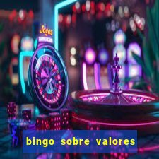 bingo sobre valores para imprimir